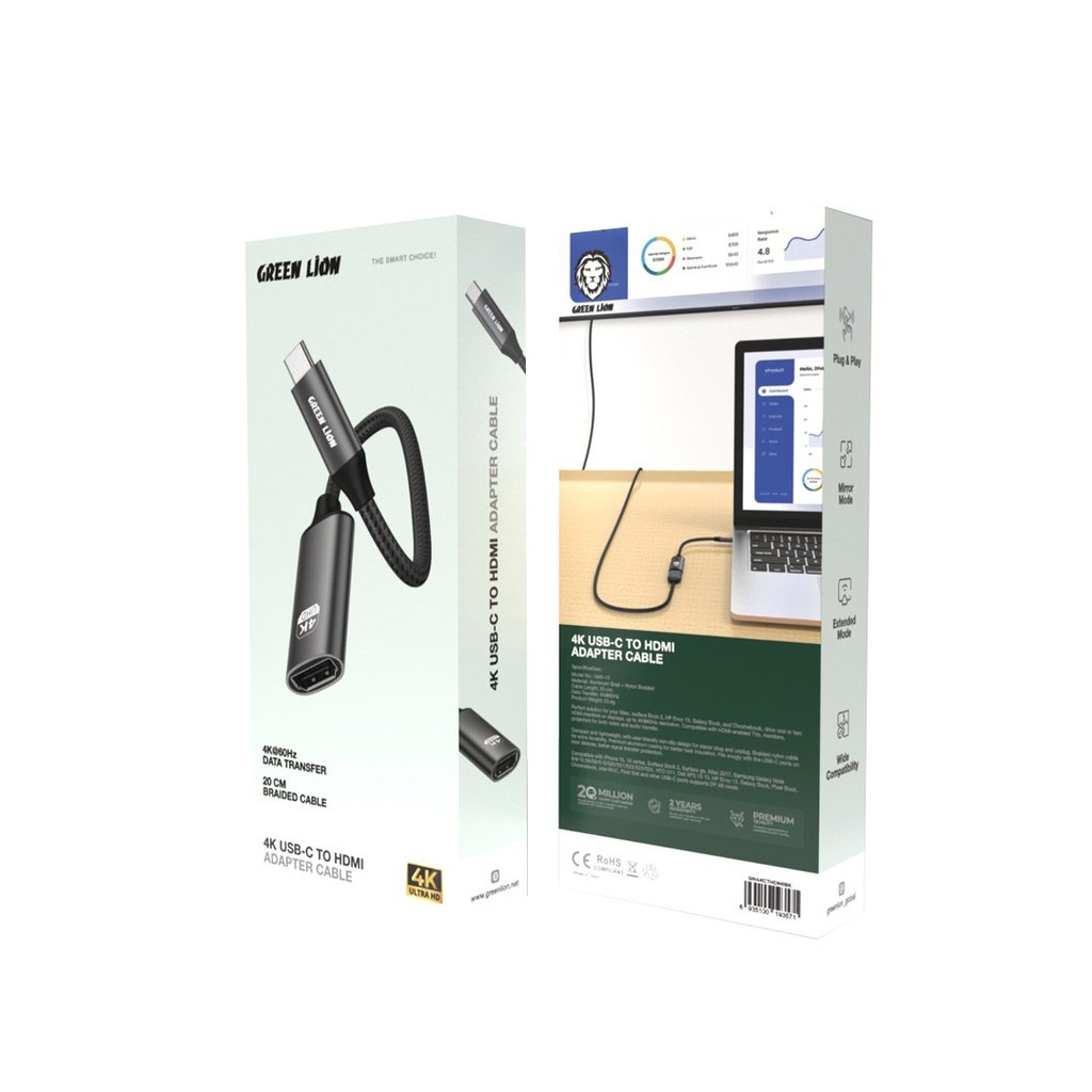 Green Lion 4K USB-C to HDMI Adapter Cable – Black (1)