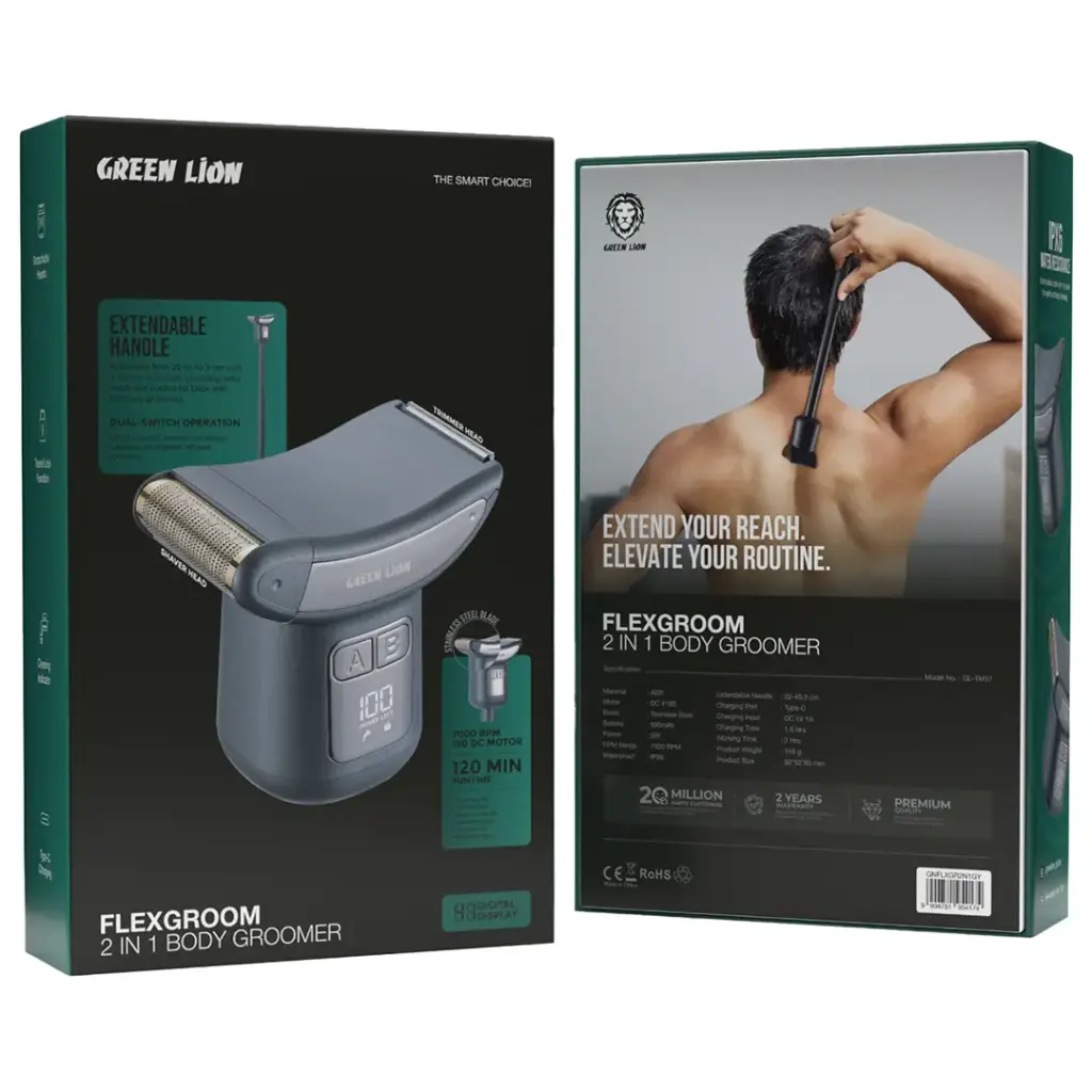 Green Lion Flexgroom 2 in 1 Body Groomer – Gray