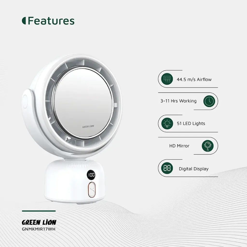 Green Lion Makeup Mirror Fan