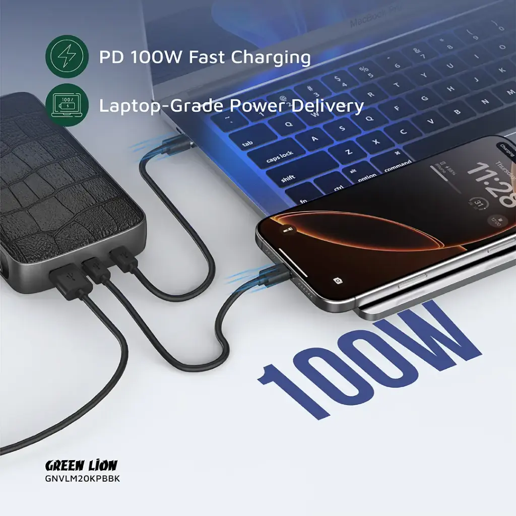 Green Lion Valmont 20000mAh Power Bank PD 100W – Black777