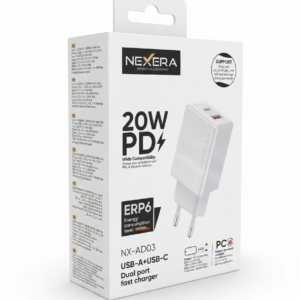 Nexera NX-AD03 USB-A+USB-C Dual Port Fast Charger