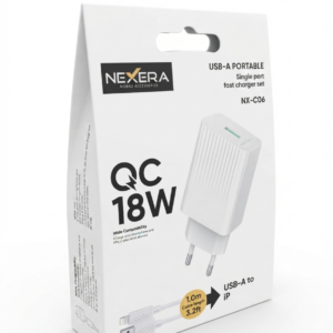 Nexera NX-C06 USB-A Portable Single Port Fast Charger Set