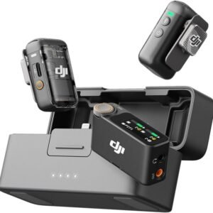 DJI Mic 2 (2 TX + 1 RX + Charging Case), Wireless Lavalier Microphone, Intelligent Noise Cancelling, 32-bit Float Internal Recording, 250M Range, Microphone for iPhone, Android, Camera